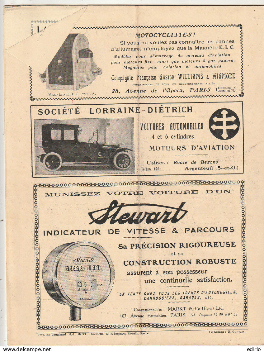 ***  REVUE ****  LA PRATIQUE AUTOMOBILE   1914 --   N° 233 -- 20 Pages Pub Et Articles - 1900 - 1949