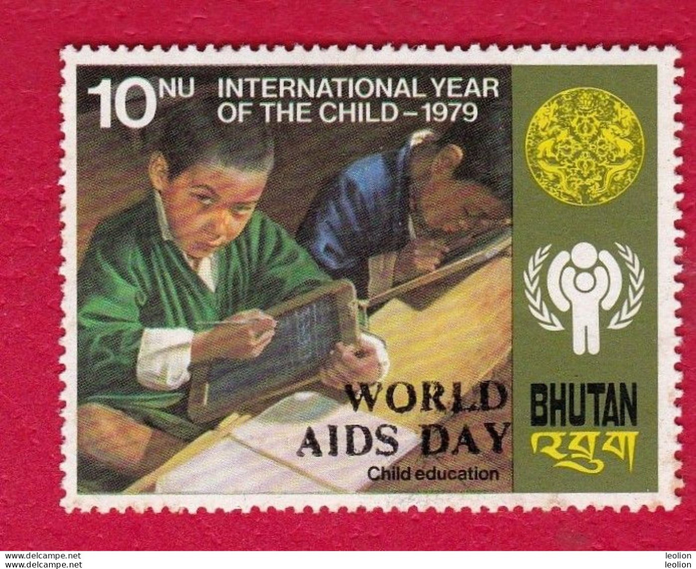 BHUTAN 1988 Overprint World Aids DayMNH On 1979 10 Nu Int Year Girl Child Scott 763     BHOUTAN - Bhoutan