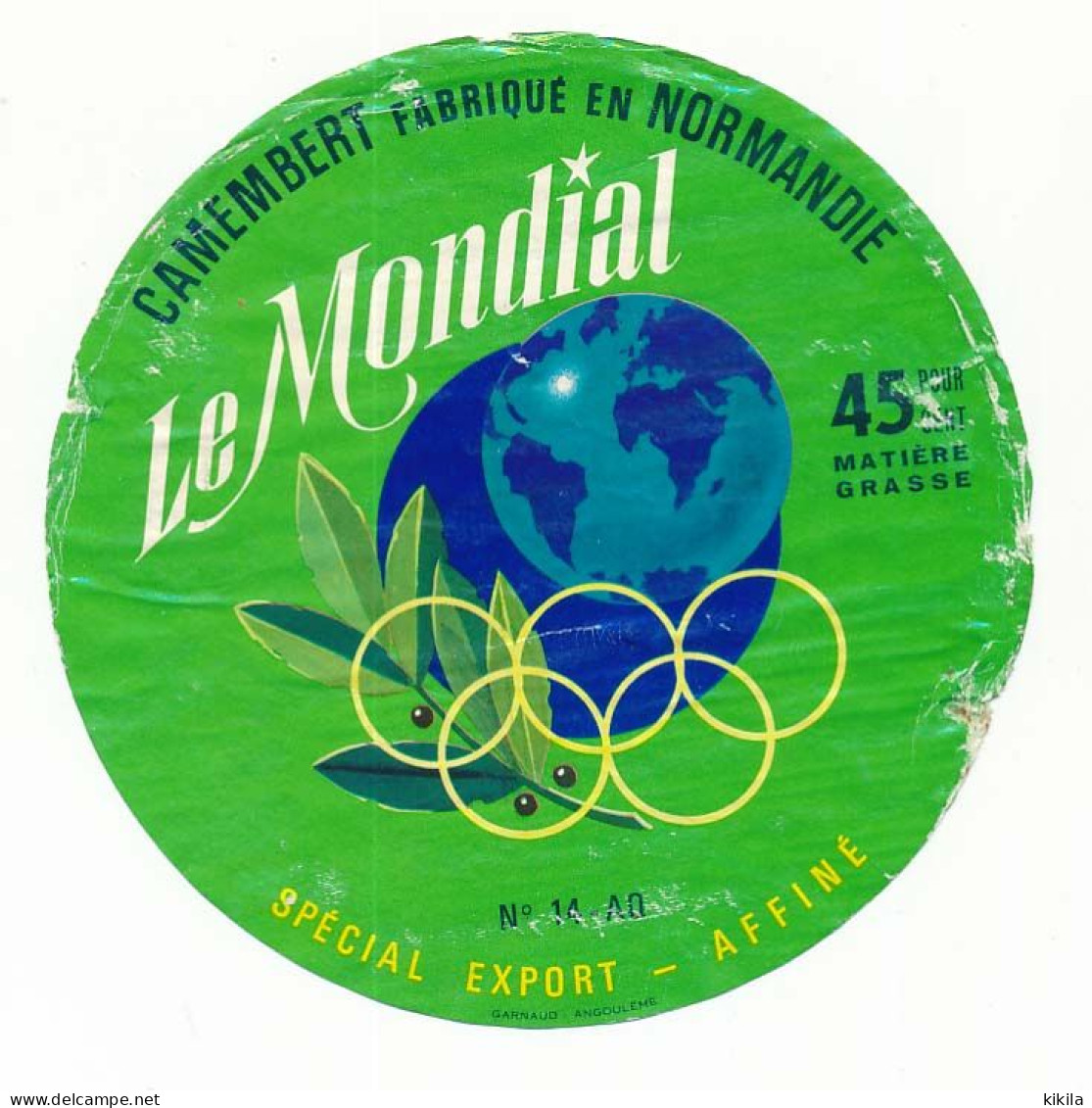 Étiquette Fromage Camembert LE MONDIAL 14 - AQ Probablement De L'époque Des Jeux Olympiques D'Hiver GRENOBLE 1968 - Autres & Non Classés