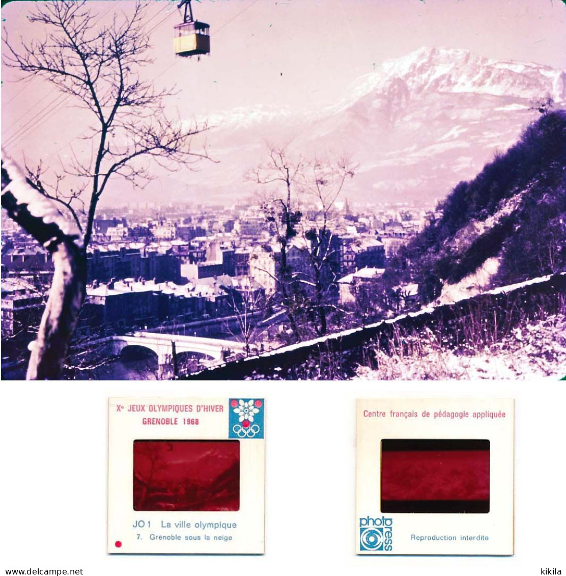 Diapositive N°7 Jeux Olympiques D'Hiver Grenoble 1968 JO 1 La Ville Olympique Grenoble Sous La Neige* - Dias