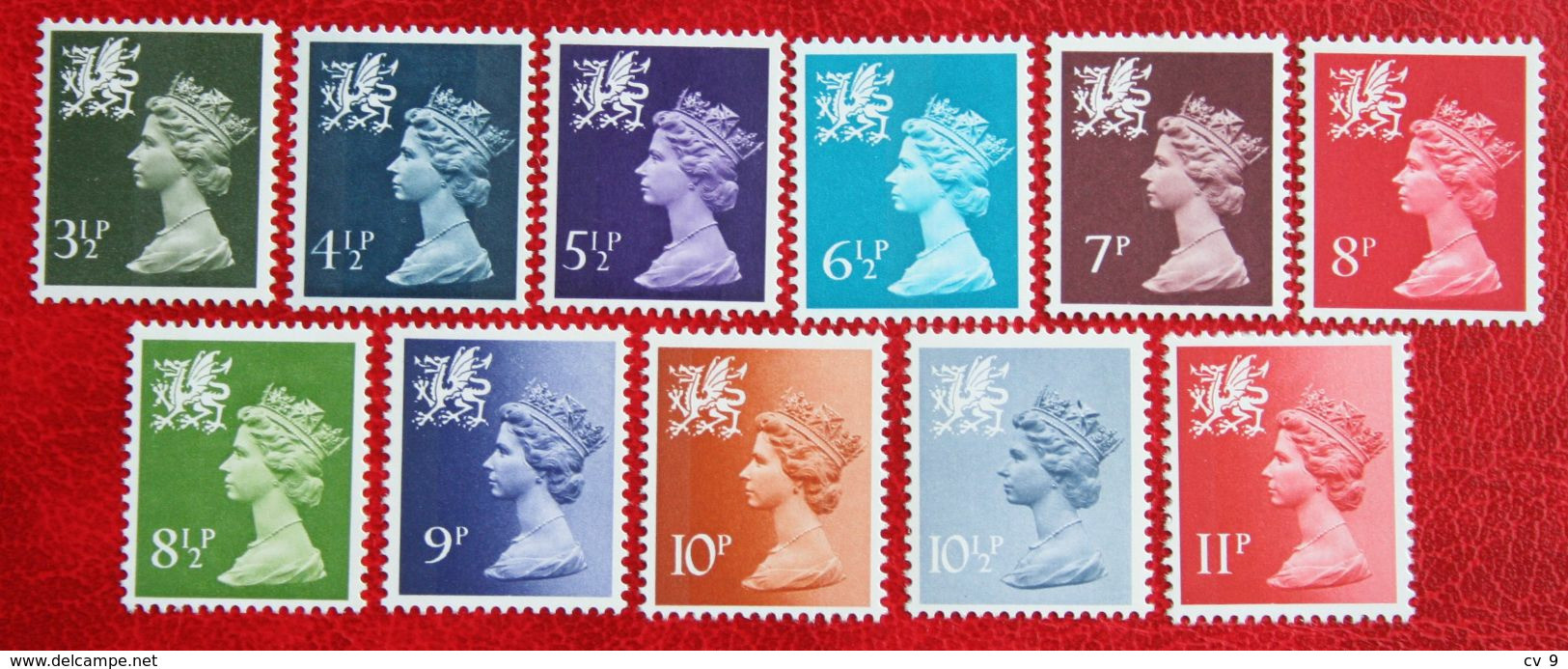 11 Value Value MACHIN Welsh Wales (Mi 15 17 19-27) 1974-1978 POSTFRIS MNH ** ENGLAND GRANDE-BRETAGNE GB GREAT BRITAIN - Gales