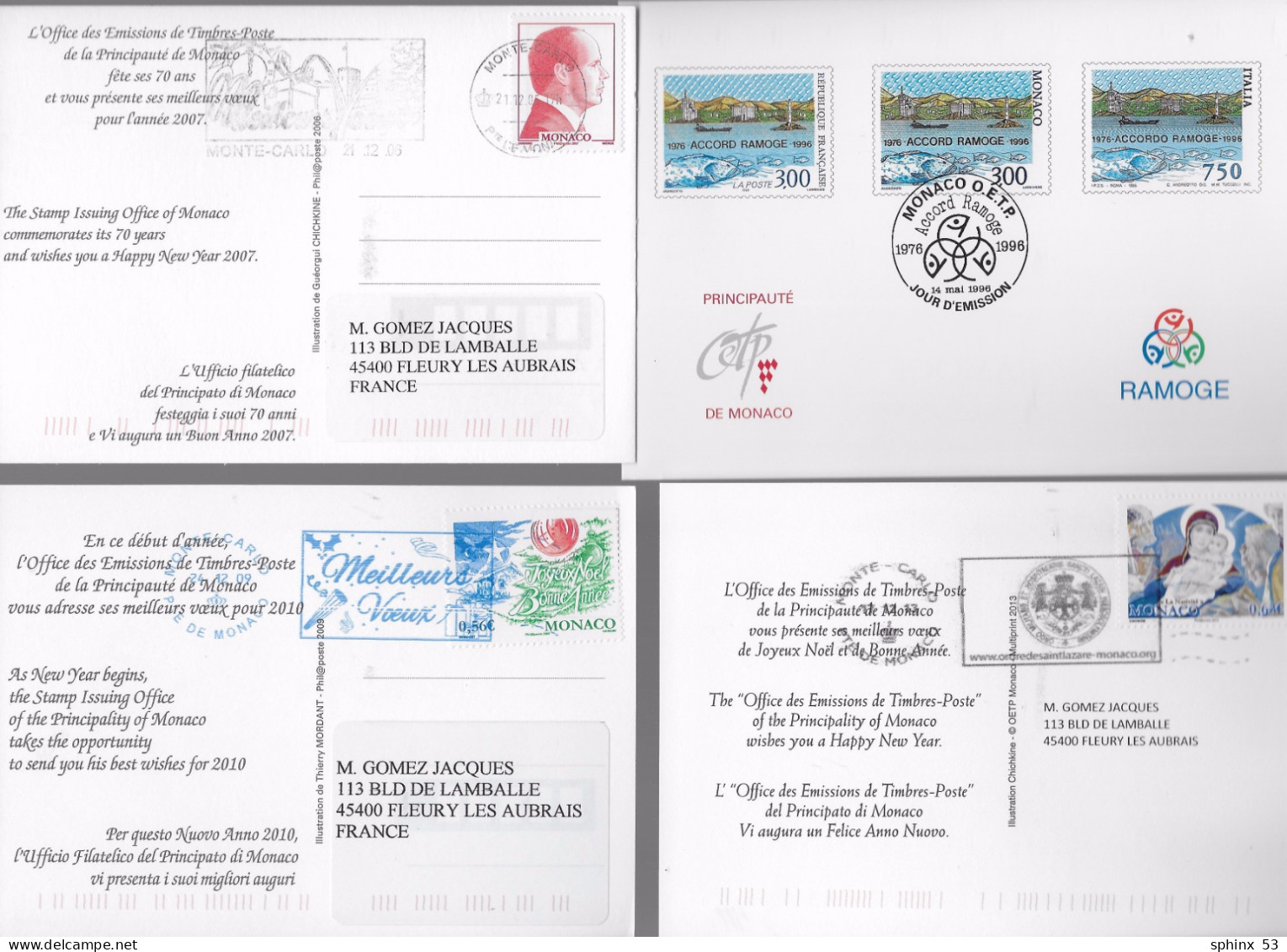 Monaco - Entiers/cartes Postales Oblitérées - FDC