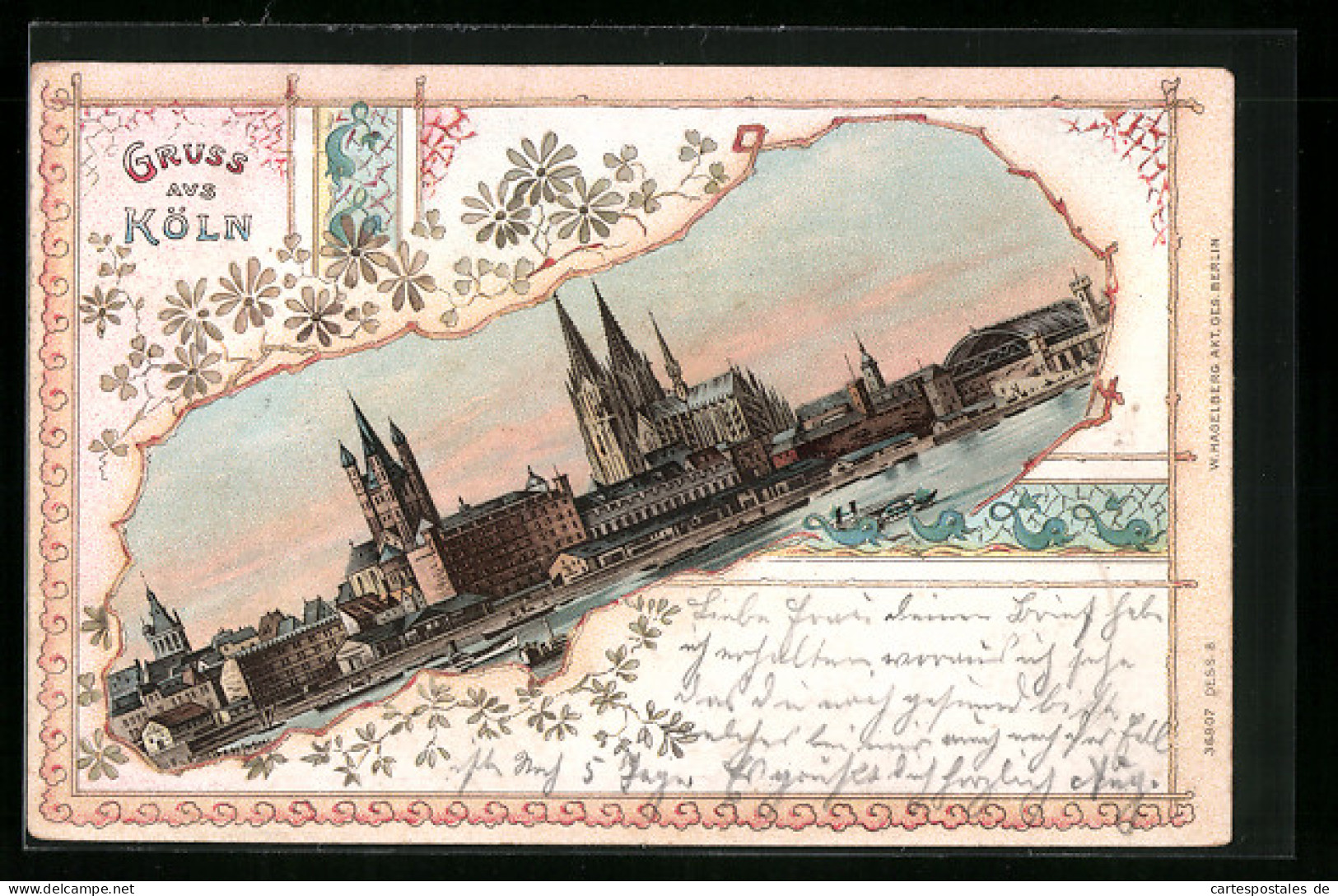 Lithographie Köln, Ortsansicht Mit Dampfern Auf Dem Wasser  - Koeln