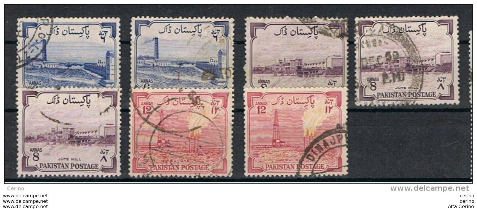 PAKISTAN:  1955  ORDINARY  SERIES  -  LOT  7  USED  STAMPS  -  YV/TELL. 74/76 - Pakistan