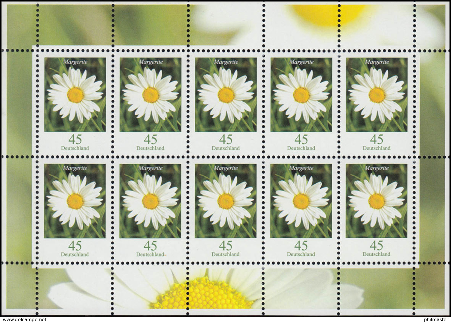 3303 Blumen 45 Cent Seerose - Zehnerbogen ** Postfrisch - 2001-2010