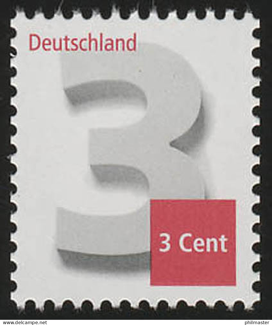 2964 Drei Cent, NASSKLEBEND, Postfrisch ** - Unused Stamps