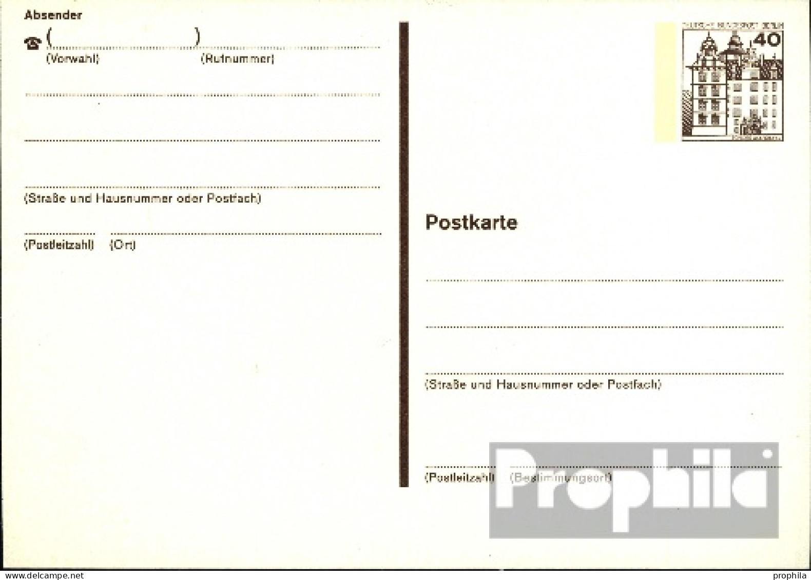 Berlin (West) P121I Amtliche Postkarte Mit Zusatzfrankatur Gebraucht 1982 Burgen U. Schlösser - Autres & Non Classés