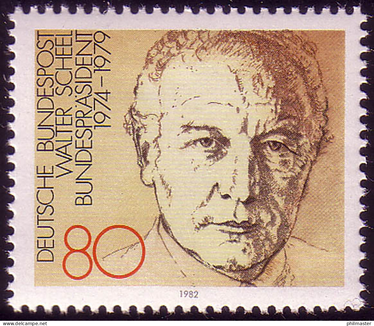 1159 Aus Block Bundespräsident Walter Scheel ** - Unused Stamps