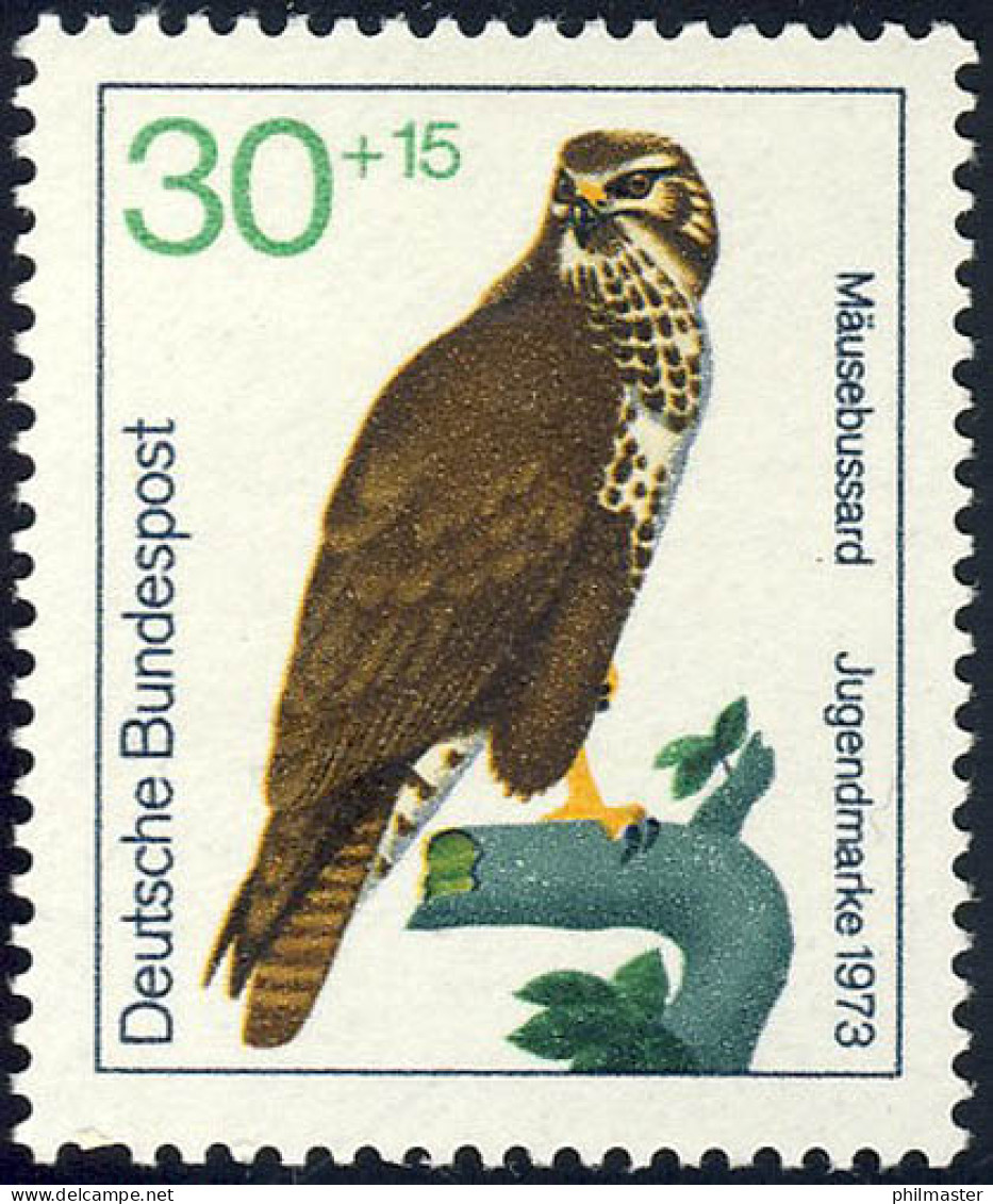 755 Jugend Greifvögel 30+15 Pf Mäusebussard ** - Unused Stamps