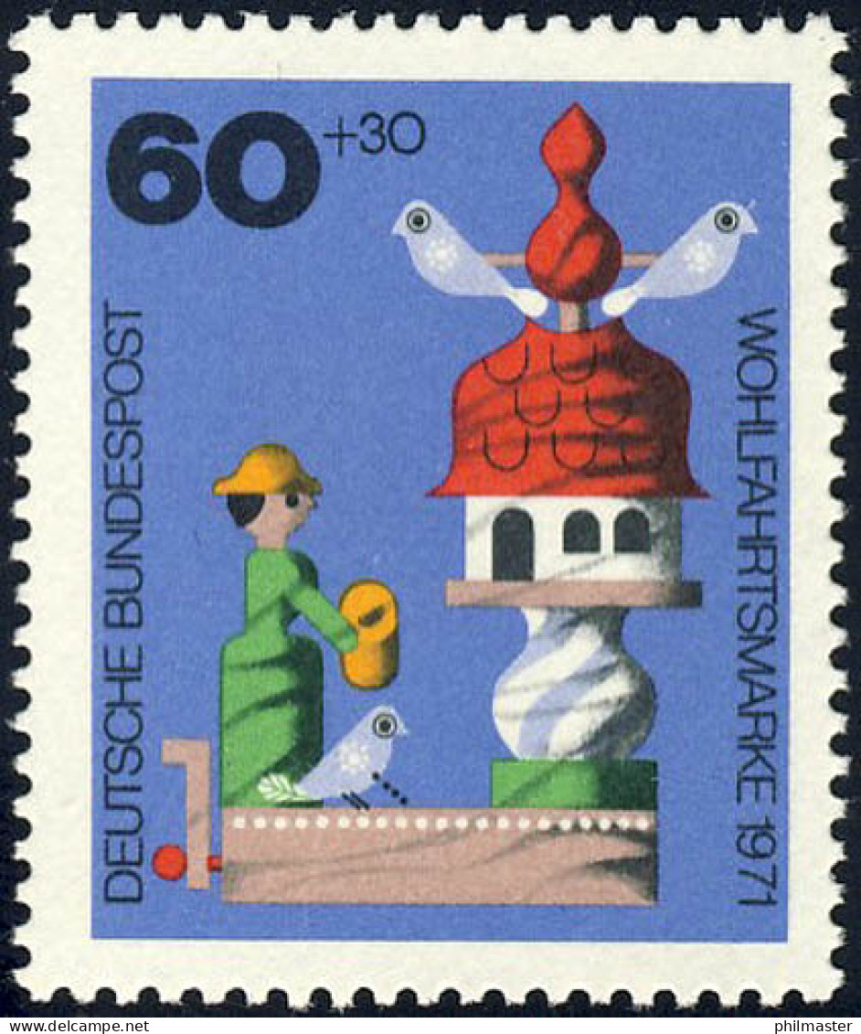 708 Wohlfahrt Altes Spielzeug 60+30 Pf Taubenhaus ** - Unused Stamps