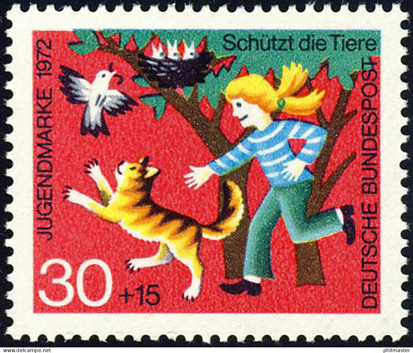 713 Jugend Tierschutz 30+15 Pf Vögel ** - Unused Stamps