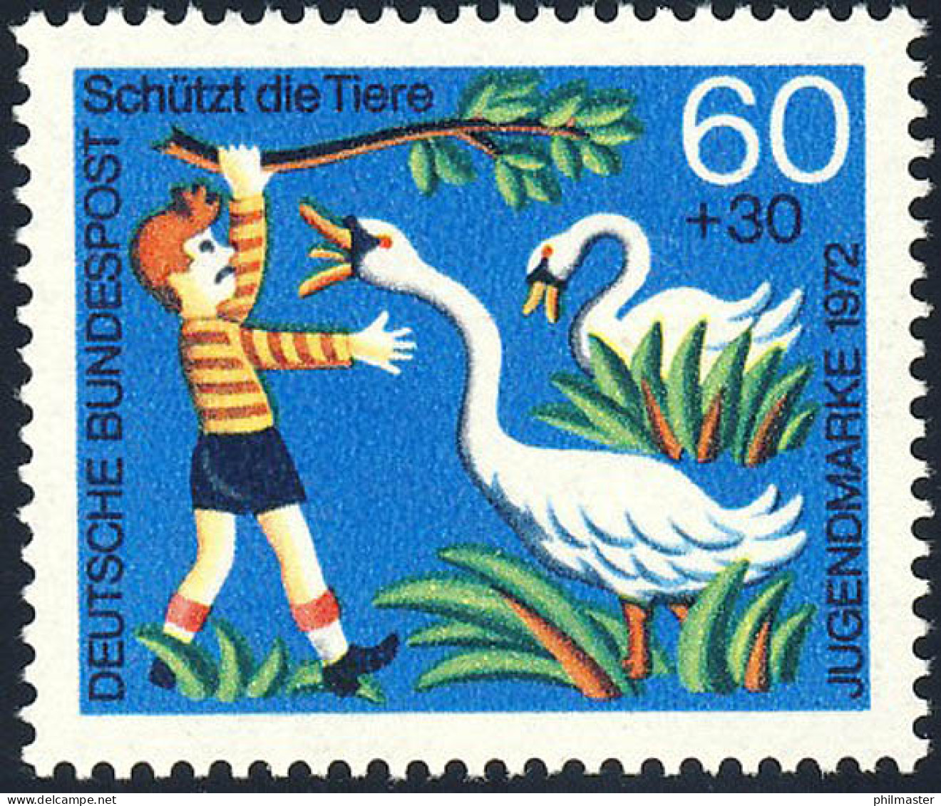 714 Jugend Tierschutz 60+30 Pf Schwäne ** - Unused Stamps