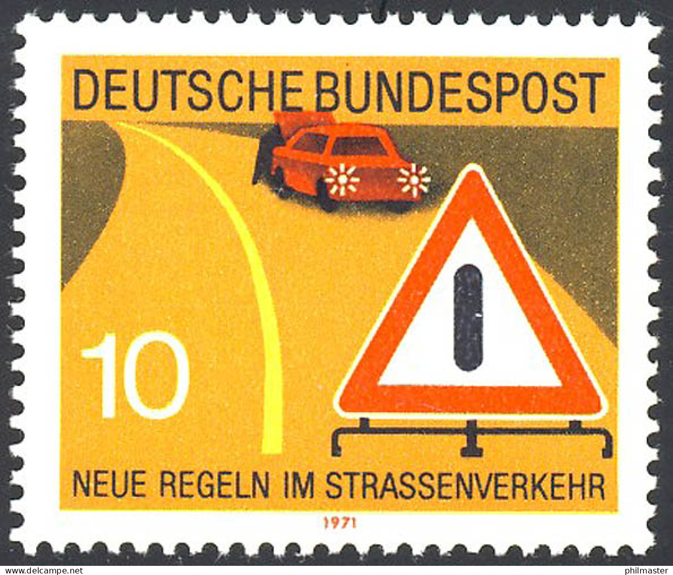 671 Straßenverkehr 10 Pf Panne ** - Unused Stamps