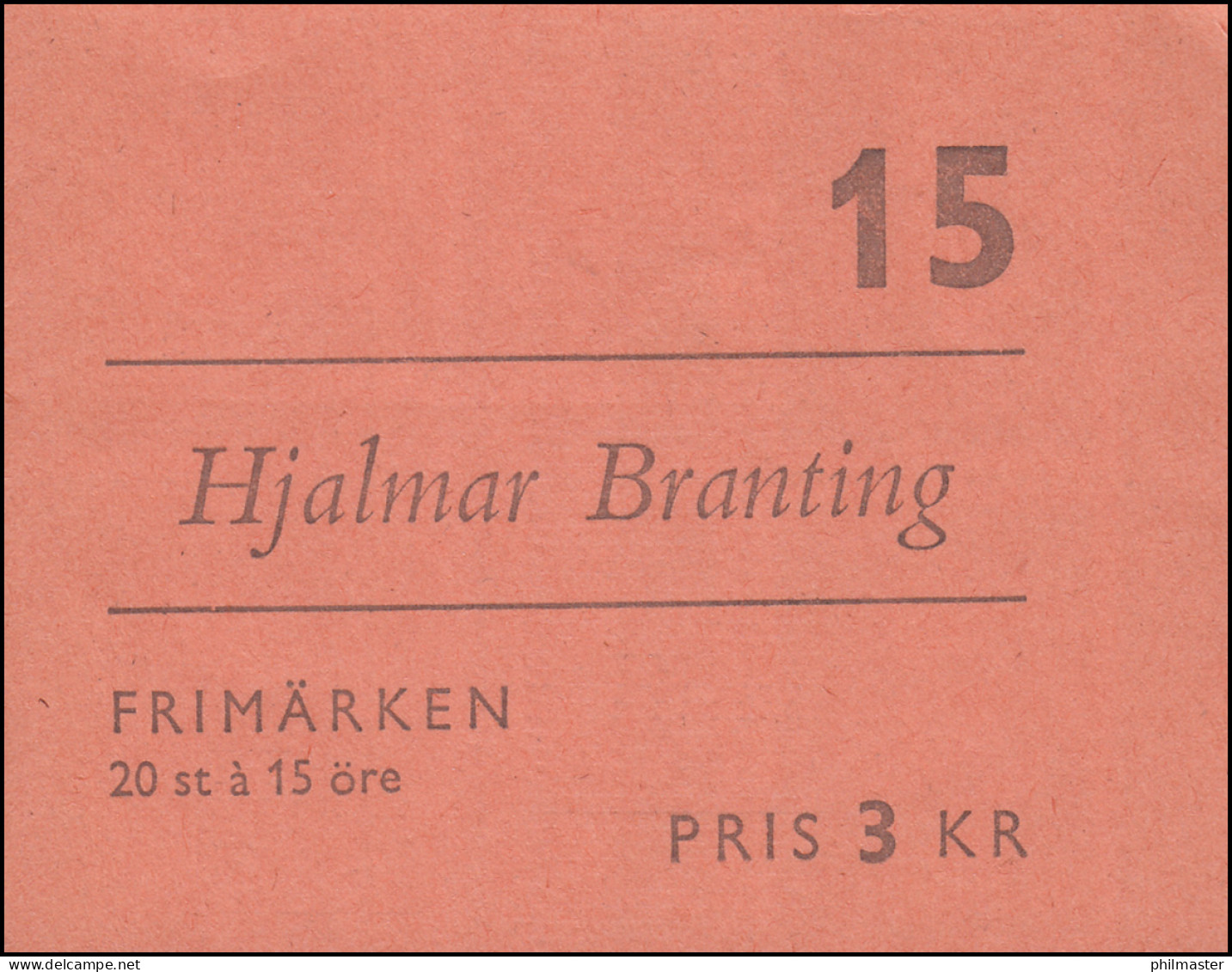 Markenheftchen Friedensnobelpreis Hjalmar Branting 10x 465D, ** - Ohne Zuordnung