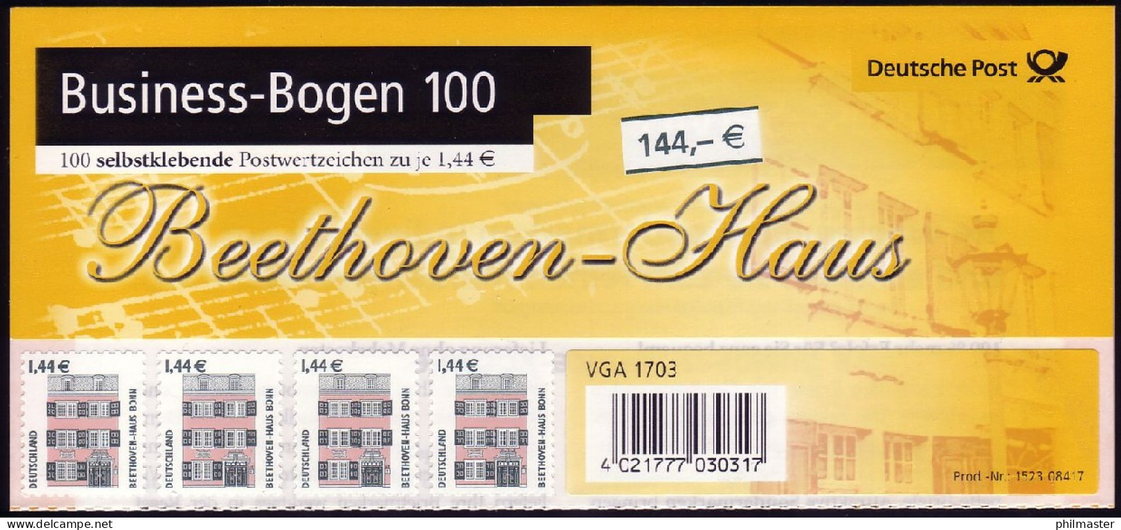 BB1a 2348 SWK 1,44 Euro Selbstklebend Kompletter Business-Bogen Zu 100 Marken ** - 2011-2020