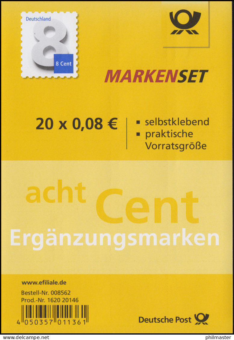 FB 51 Ergänzungswert 8 Cent, Folienblatt Mit 10x 3196, ** - 2011-2020