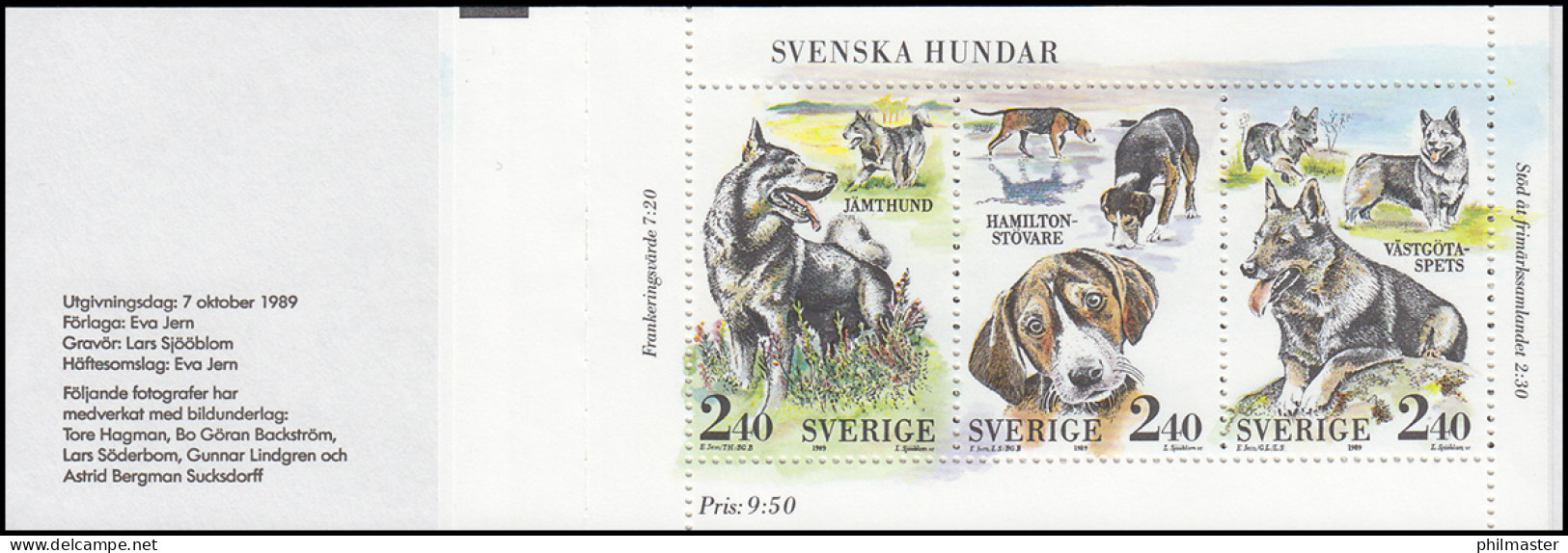 Markenheftchen 144 Schwedische Hunderassen Dogs Hundar, ** - Ohne Zuordnung