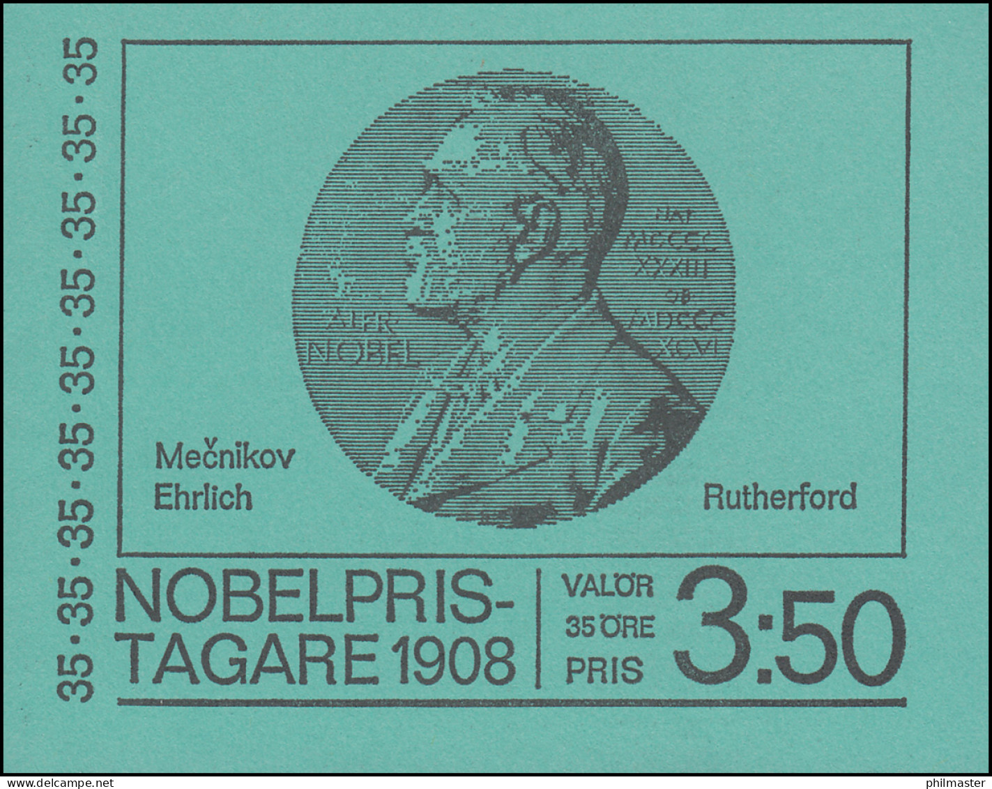 Markenheftchen Nobelpreisträger 1908 35 Öre 10x 626D, ** - Non Classificati