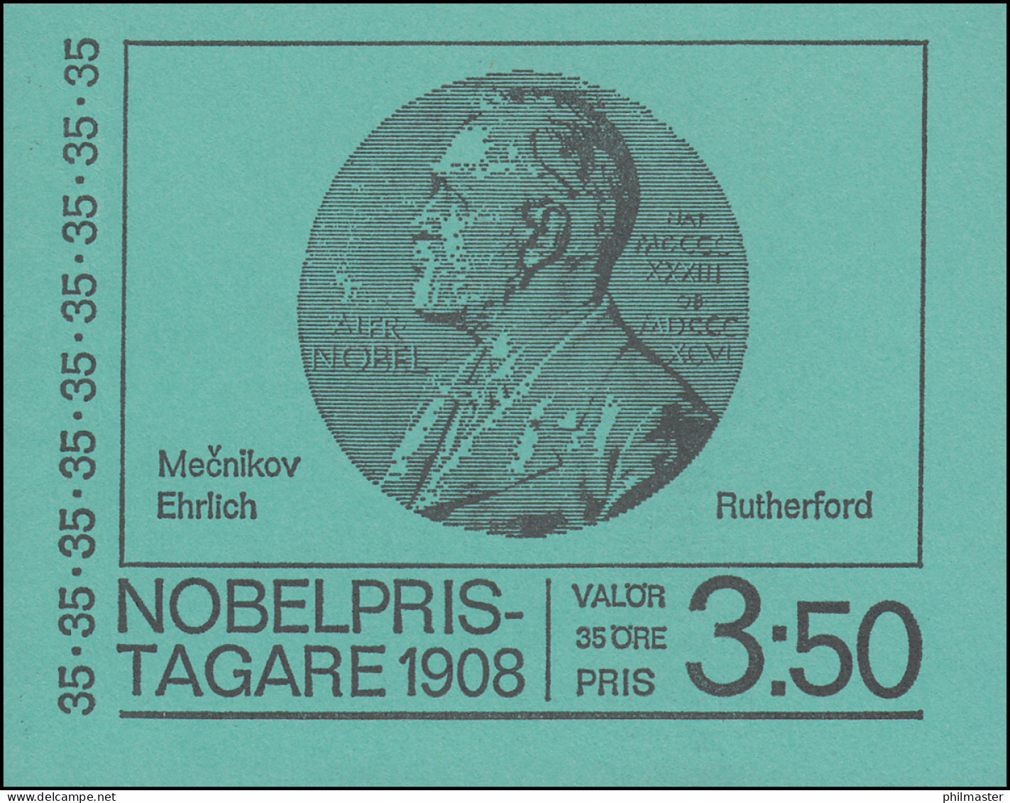 Markenheftchen Nobelpreisträger 1908 35 Öre 10x 626D, ** - Ohne Zuordnung
