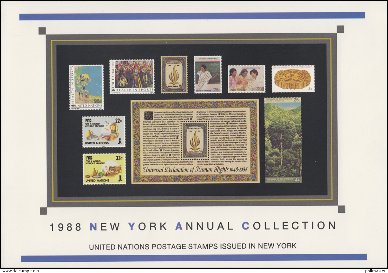 UNO New York Jahressammelmappe Souvenir Folder 1988, Postfrisch ** - Altri & Non Classificati