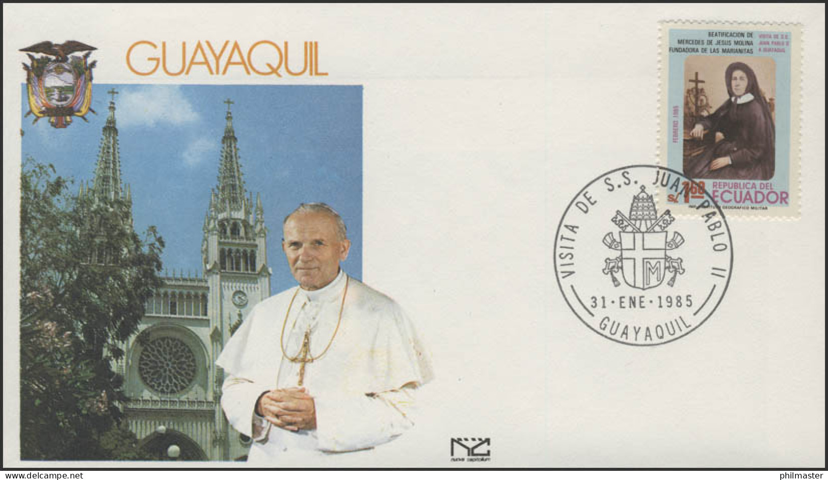 Ecuador: Papst Johannes Paul II In Guayaquil, Schmuck-FDC 31.1.1985 - Päpste