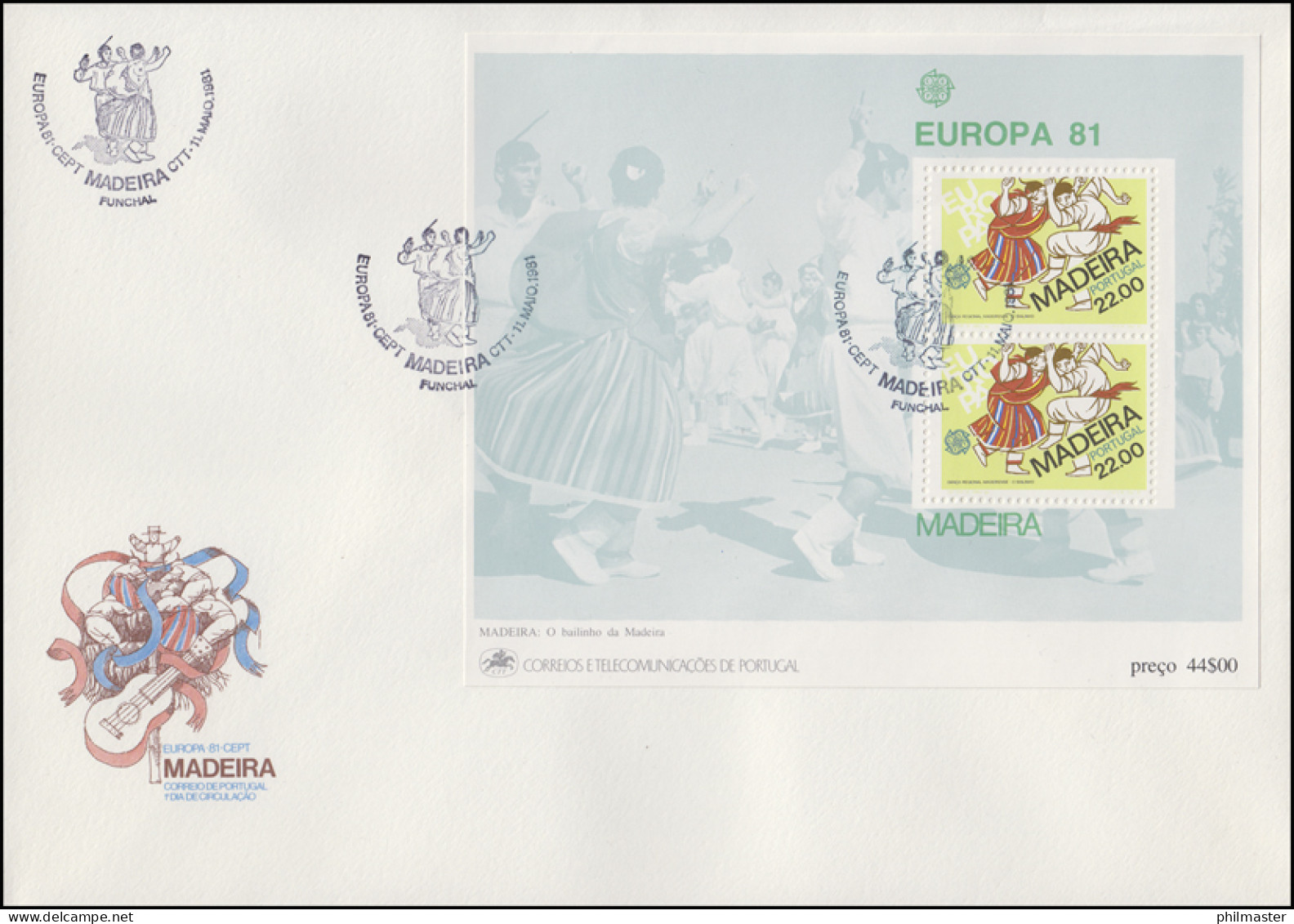 Portugal Madeira EUROPA / CEPT 1981: Folklore Musik & Tanzen, Block Auf FDC - Other & Unclassified