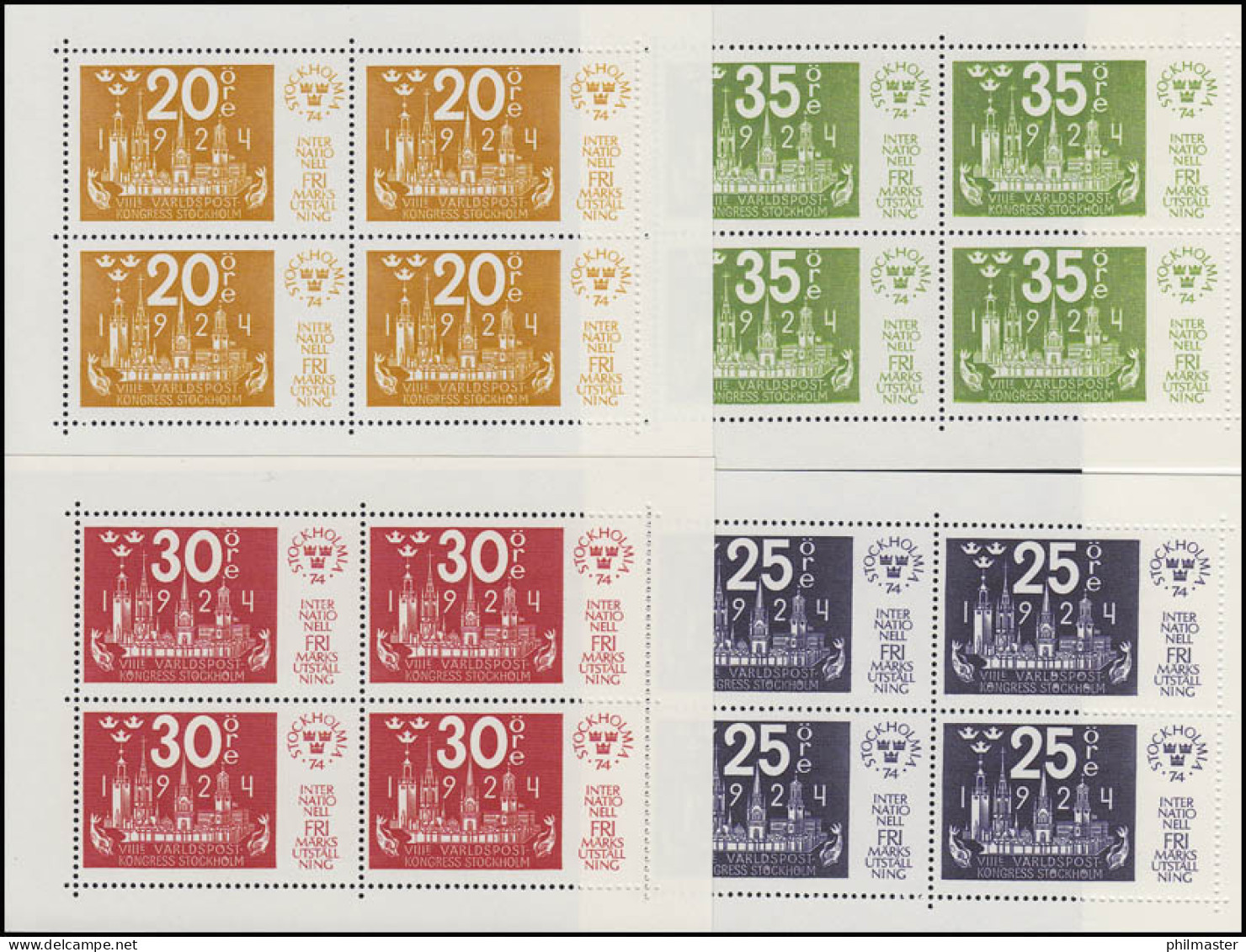 Schweden 4 Sonderblöcke Kpl. & Eintrittskarte STOCKHOLMIA 74 Im Offiz. Folder - Philatelic Exhibitions