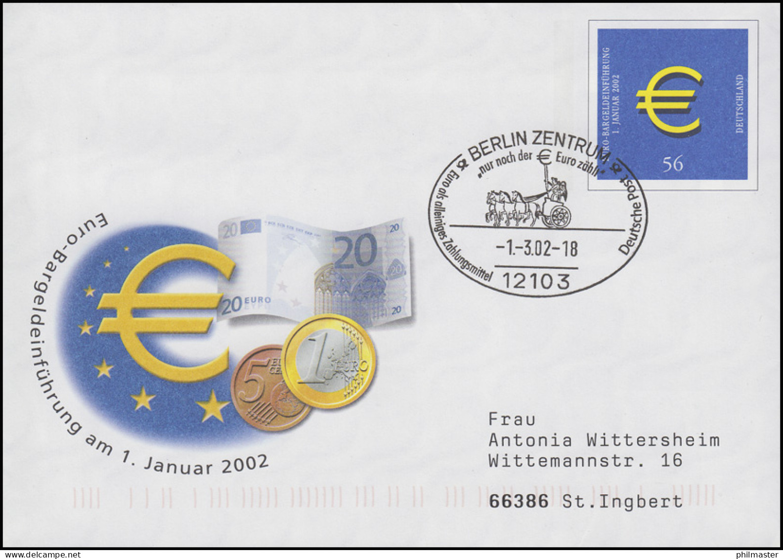USo 33/01 Euroeinführung, SSt Berlin Euro Als Alleiniges Zahlungsmittel 1.3.2002 - Monete