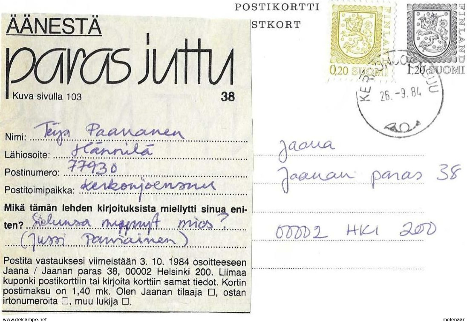 Postzegels > Europa > Finnland> Brief Met 2 Postzegels (16927) - Cartas & Documentos