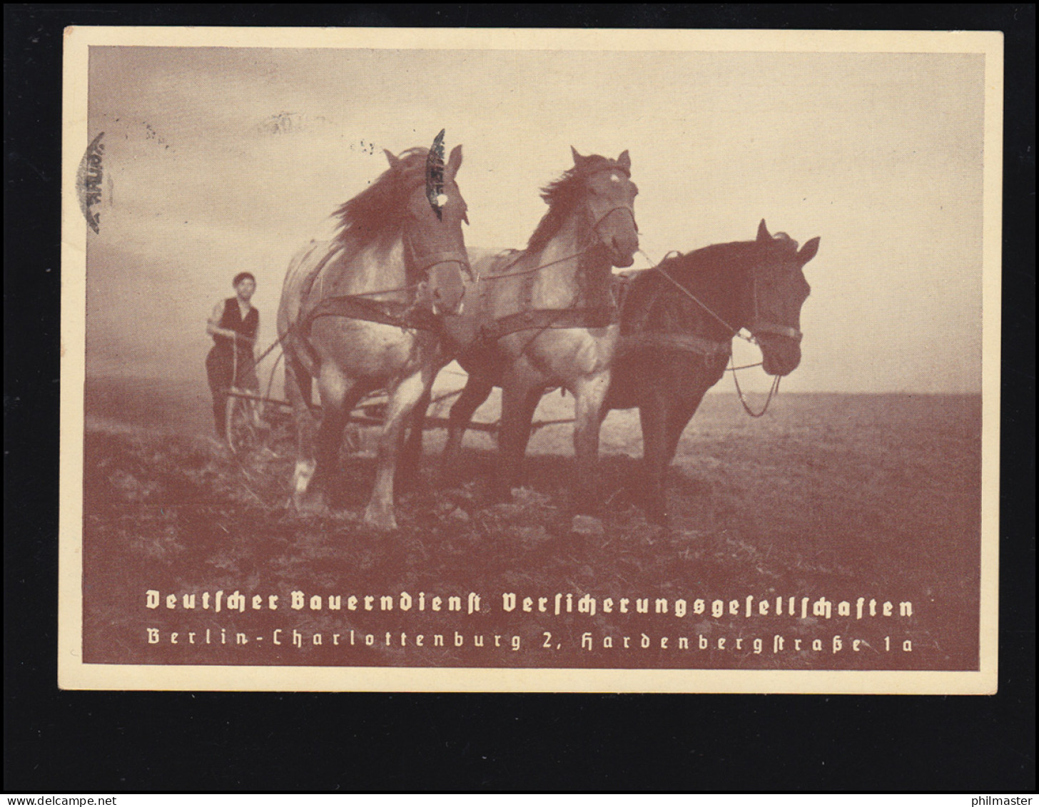 Foto-AK Deutscher Bauerndienst: Bauer Mit Pferdegespann Bei Der Feldarbeit, 1938 - Other & Unclassified