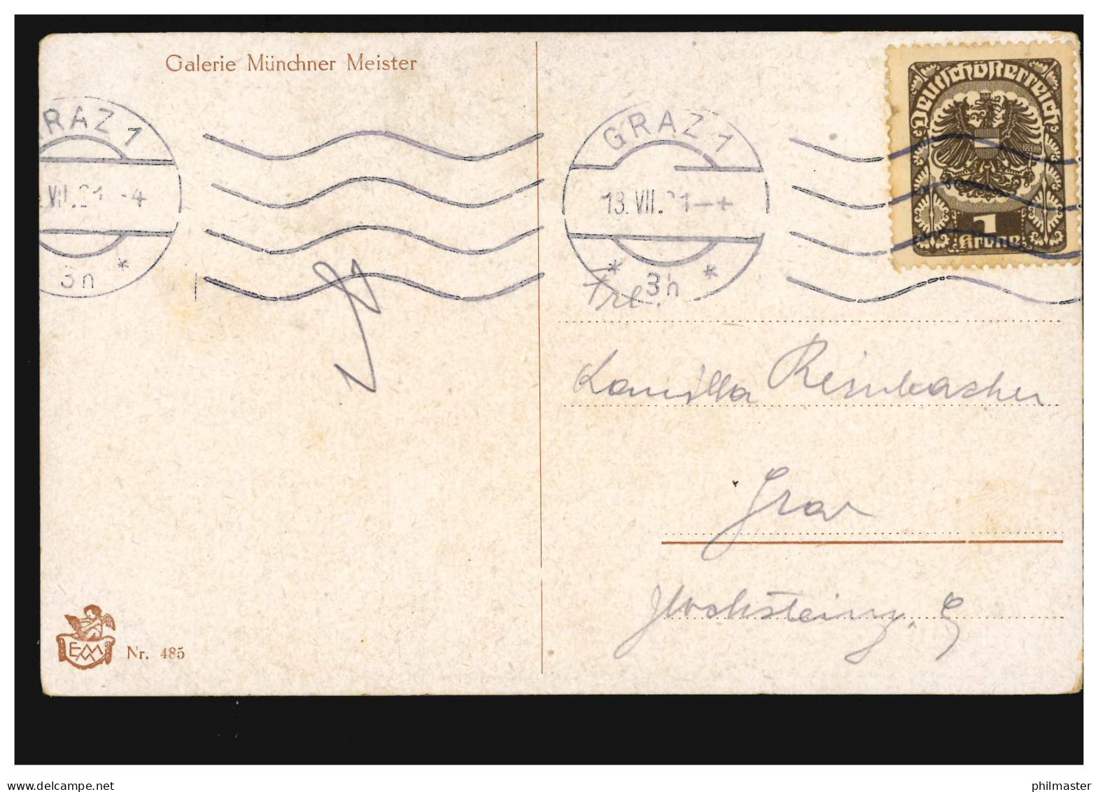 Künstler-AK Jodolfi: Der Erste Brief, Galerie Münchner Meister, GRAZ 13.7.1921 - Non Classificati