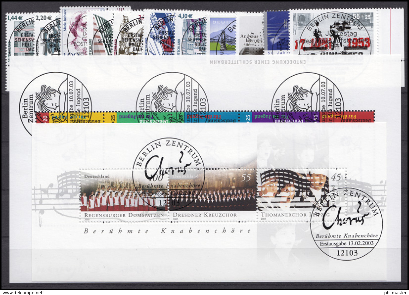 2305-2373 Bund-Jahrgang 2003 Ecken Unten Rechts, Komplett Mit ESSt Berlin - Collections Annuelles