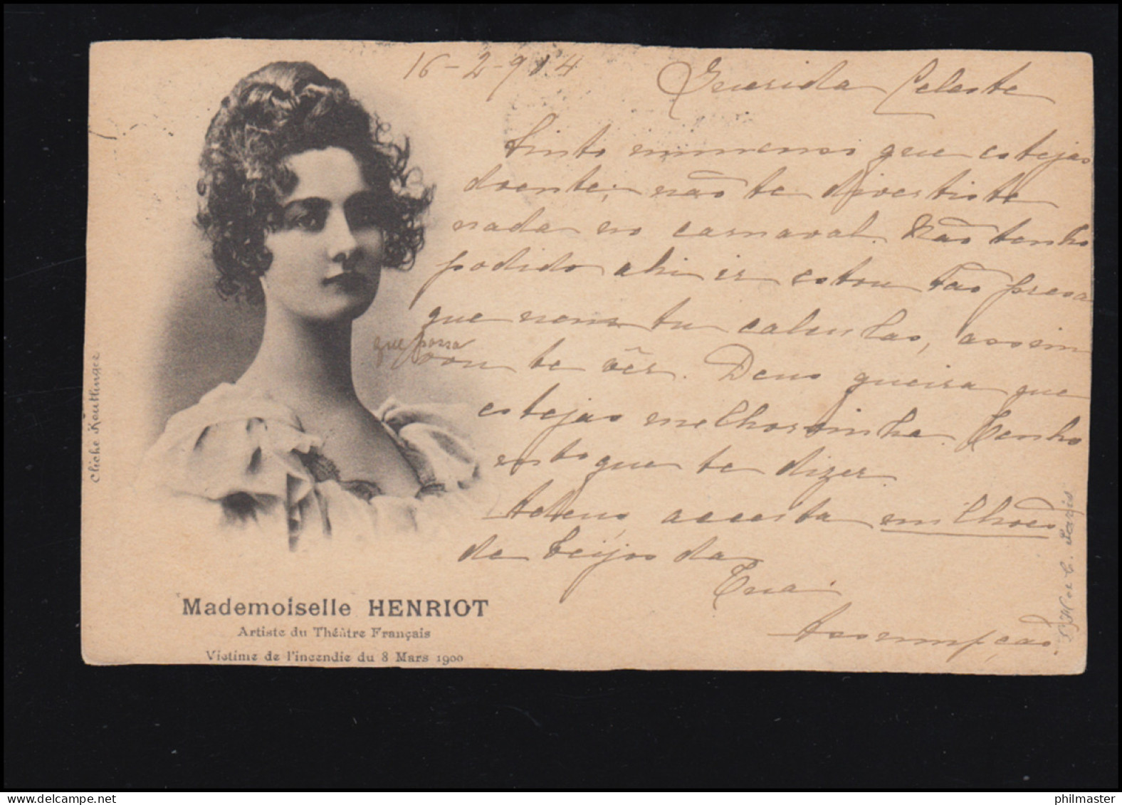 Foto-AK Französische Theaterschauspielerin Mademoiselle Henriot, Gelaufen 1904 - Otros & Sin Clasificación