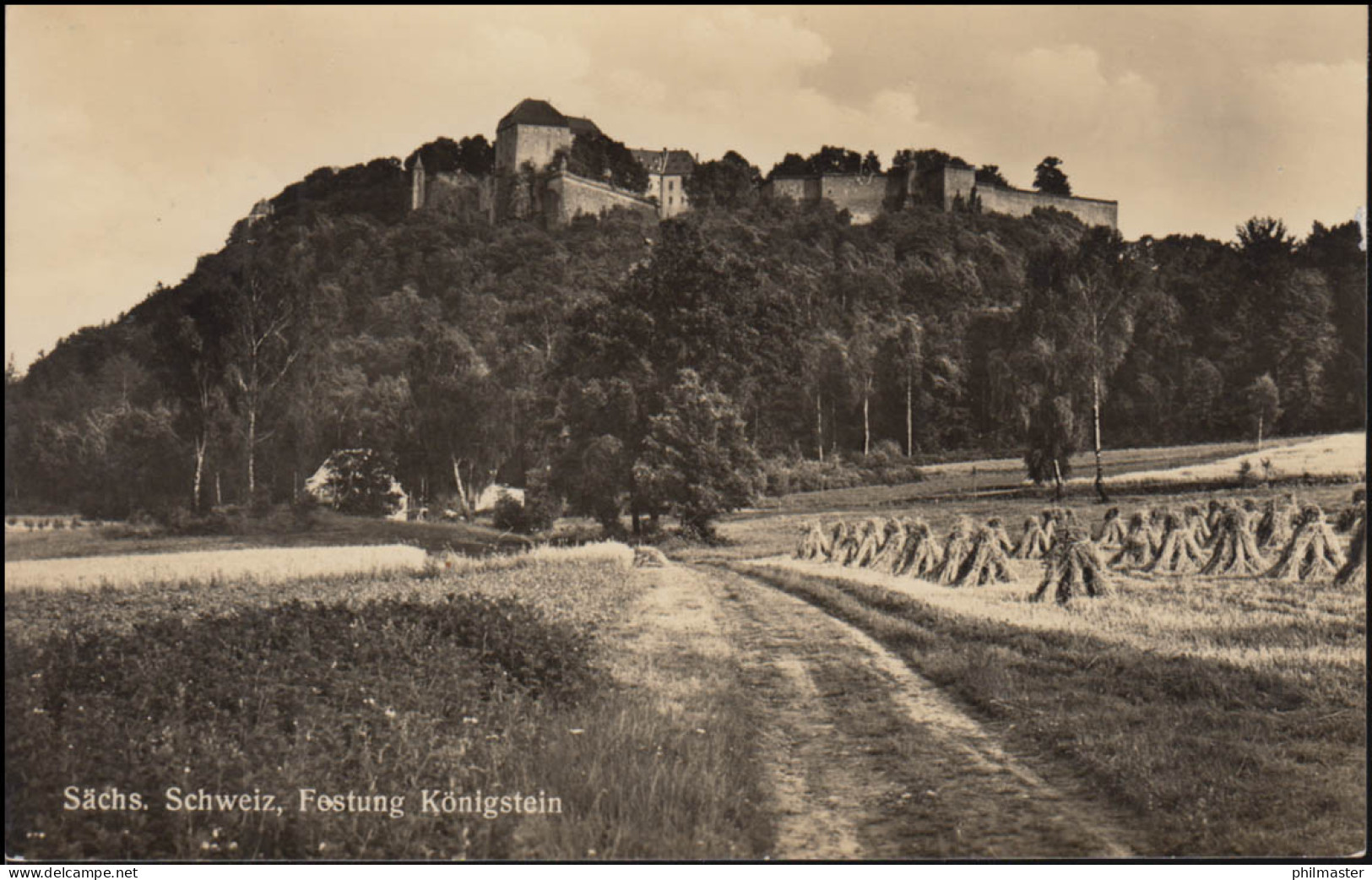 Landpost-Stempel Löthain über Meißen Auf AK Festung Königstein SSt MEISSEN 1958 - Autres & Non Classés