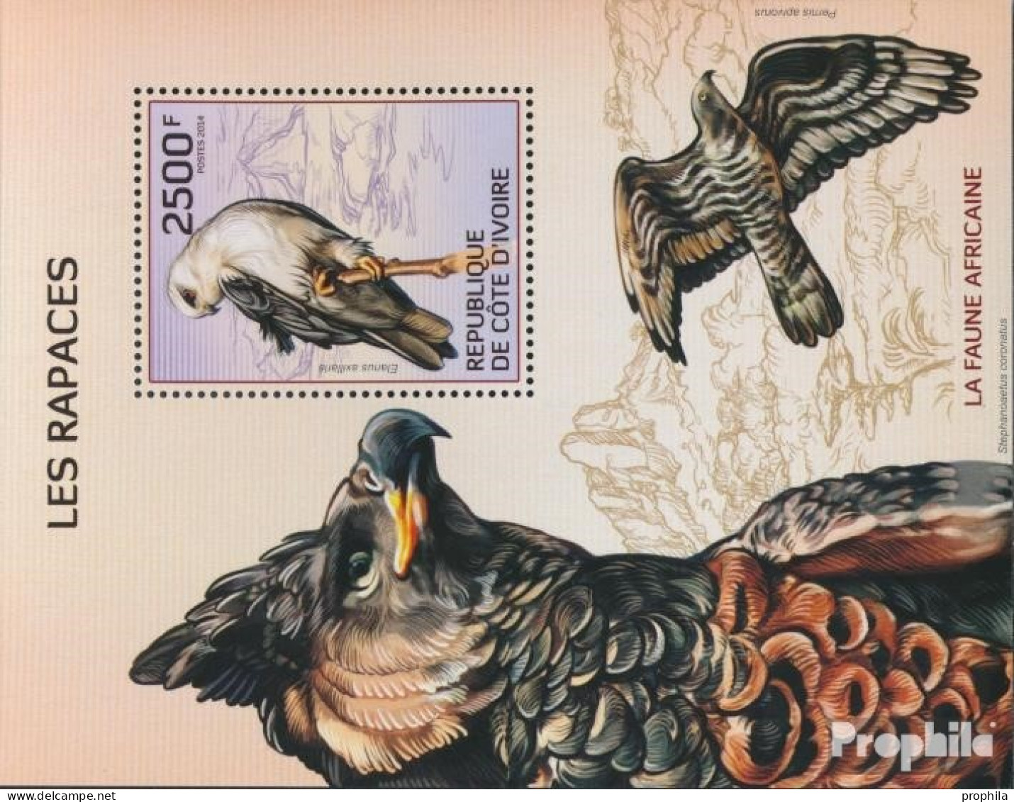 Elfenbeinküste Block199A (kompl.Ausg.) Postfrisch 2014 Greifvögel - Ivory Coast (1960-...)