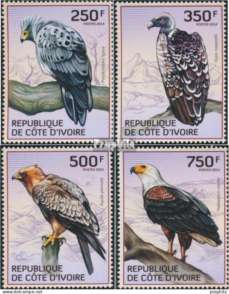 Elfenbeinküste 1554-1557 (kompl.Ausg.) Postfrisch 2014 Greifvögel - Côte D'Ivoire (1960-...)