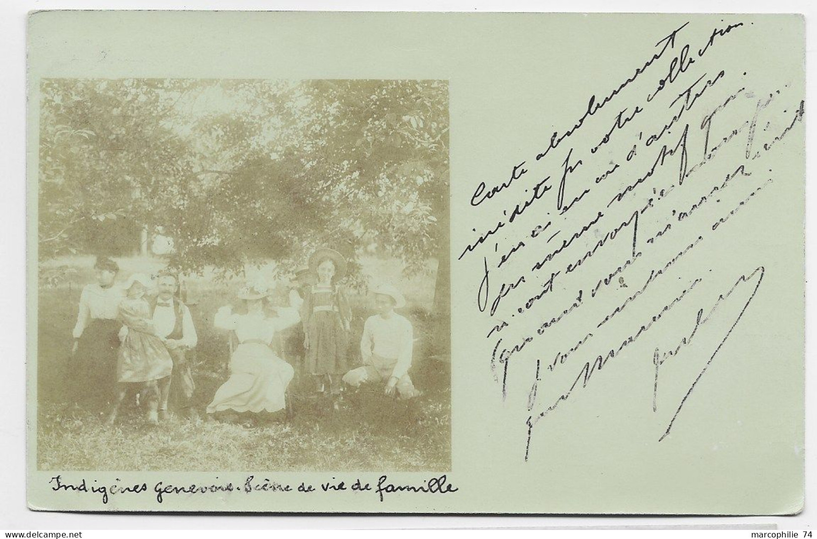 INDIGENES GENEVOIS SCENE DE VIE DE FAMILLE CARTE PHOTO POSTEE DE RUSSIE RUSSIA - Genève