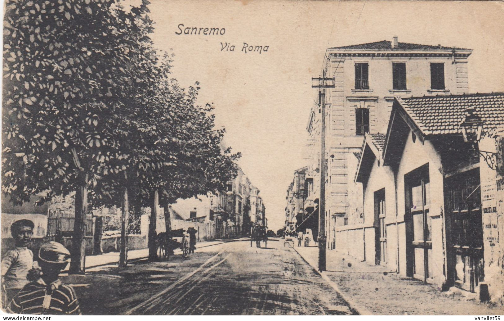 SANREMO-IMPERIA-VIA ROMA-CARTOLINA  SCRITTA MA NON VIAGGIATA 1915-1925-OBLITERATA AL RETRO - Imperia