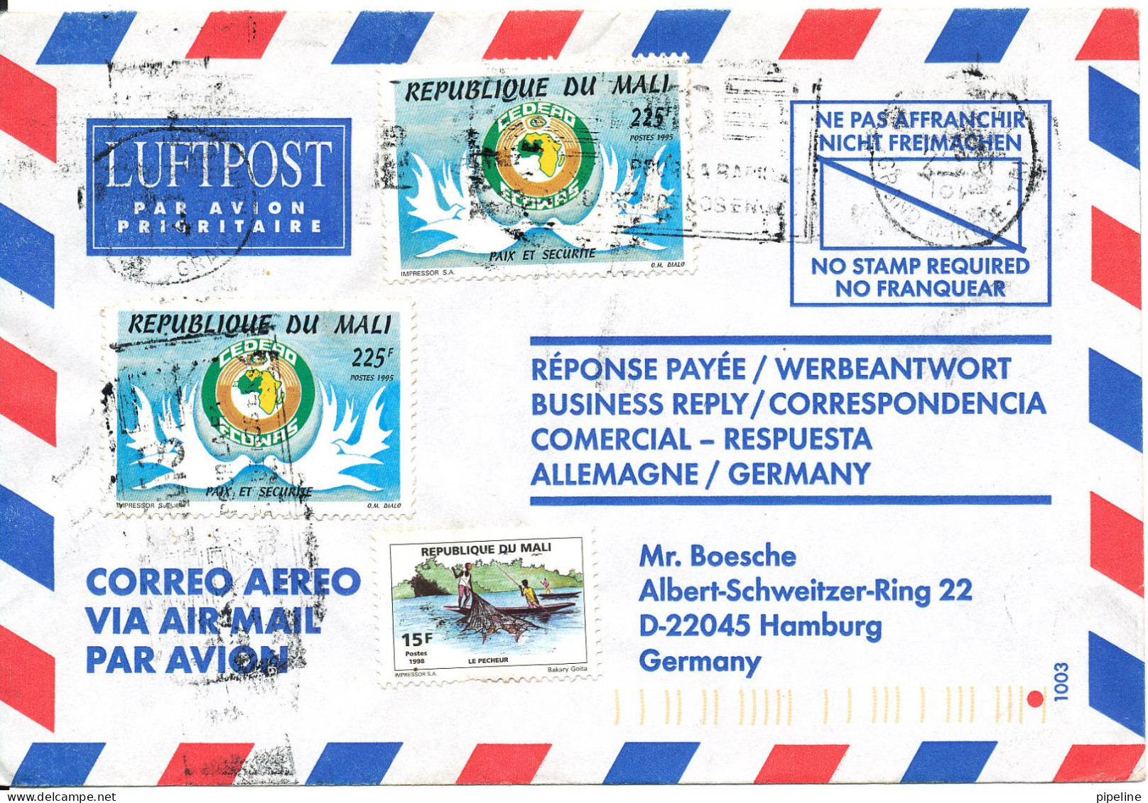 Mali Air Mail Cover Sent To Germany - Mali (1959-...)