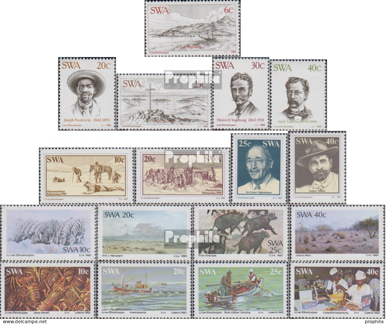 Namibia - Südwestafrika Postfrisch Lüderitz 1983 Lüderitz, Gemälde, Langusten - Südwestafrika (1923-1990)