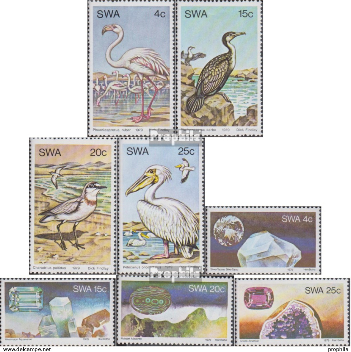 Namibia - Südwestafrika Postfrisch Wasservögel 1979 Wasservögel, Schmucksteine - Südwestafrika (1923-1990)