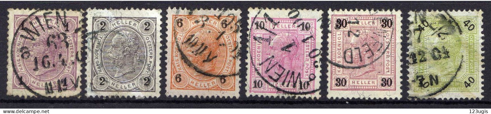 Österreich 1899 Mi 69-70; 73-74; 77-78 A, Zähnung 13 : 12 1/2, Gestempelt [200424XIV] - Gebraucht