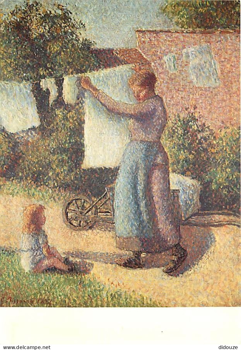 Art - Peinture - Camille Pissaro - Femme étendant Du Linge, 1887 - CPM - Voir Scans Recto-Verso - Peintures & Tableaux