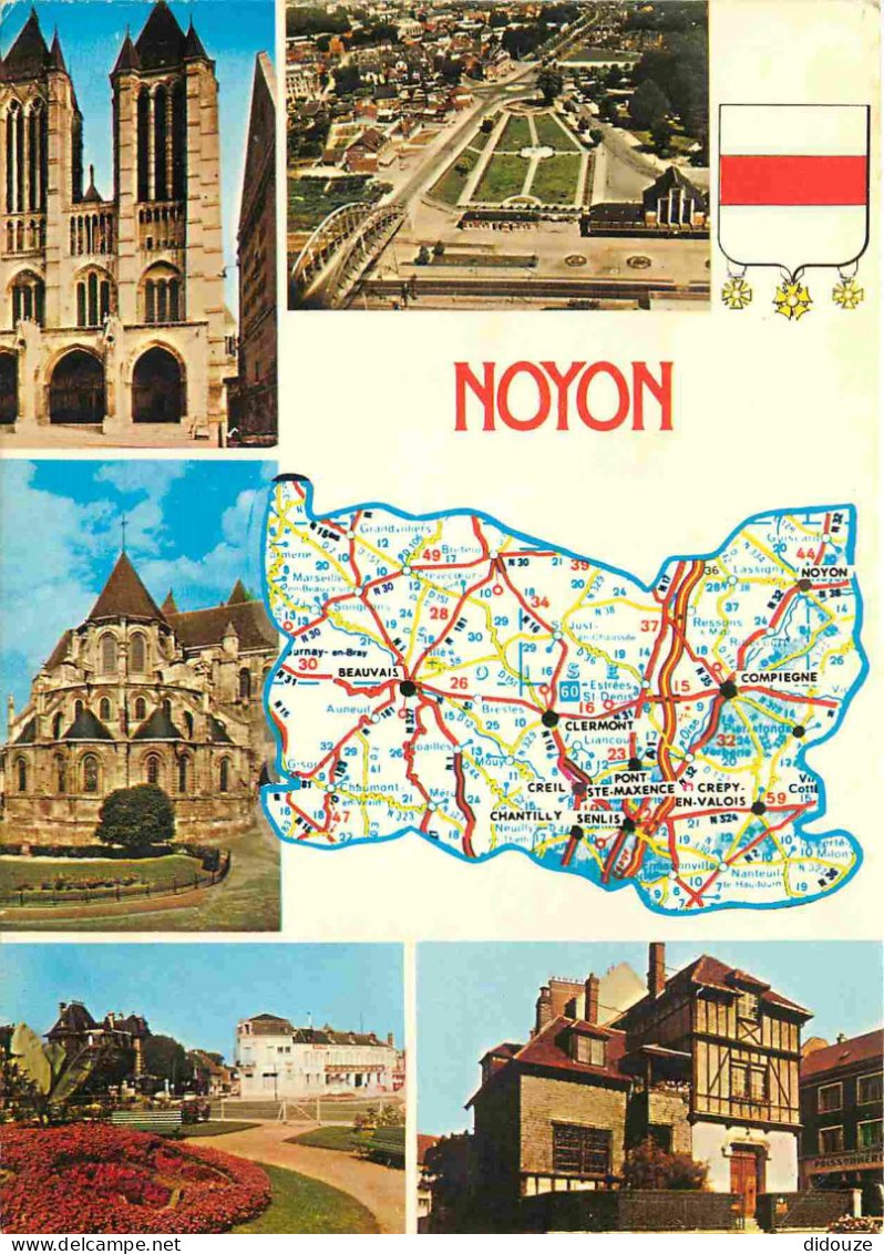 60 - Noyon - Multivues - Carte Géographique Michelin - Blasons - CPM - Voir Scans Recto-Verso - Noyon