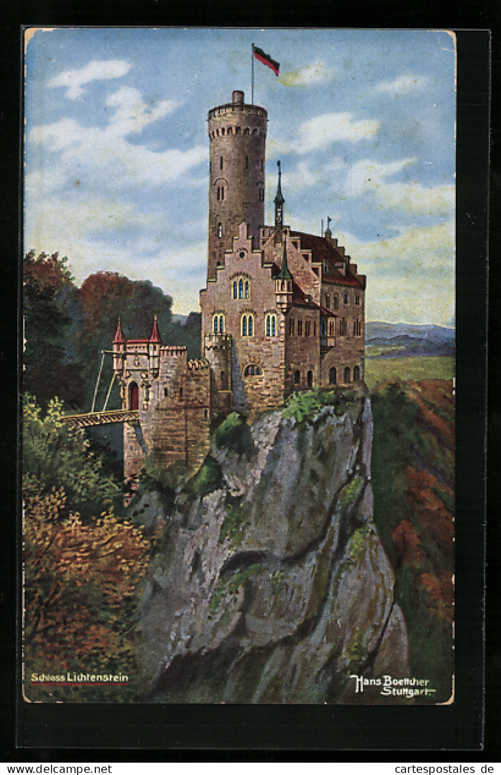 Künstler-AK Hans Boettcher: Schloss Lichtenstein In Der Morgendämmerung  - Boettcher, Hans
