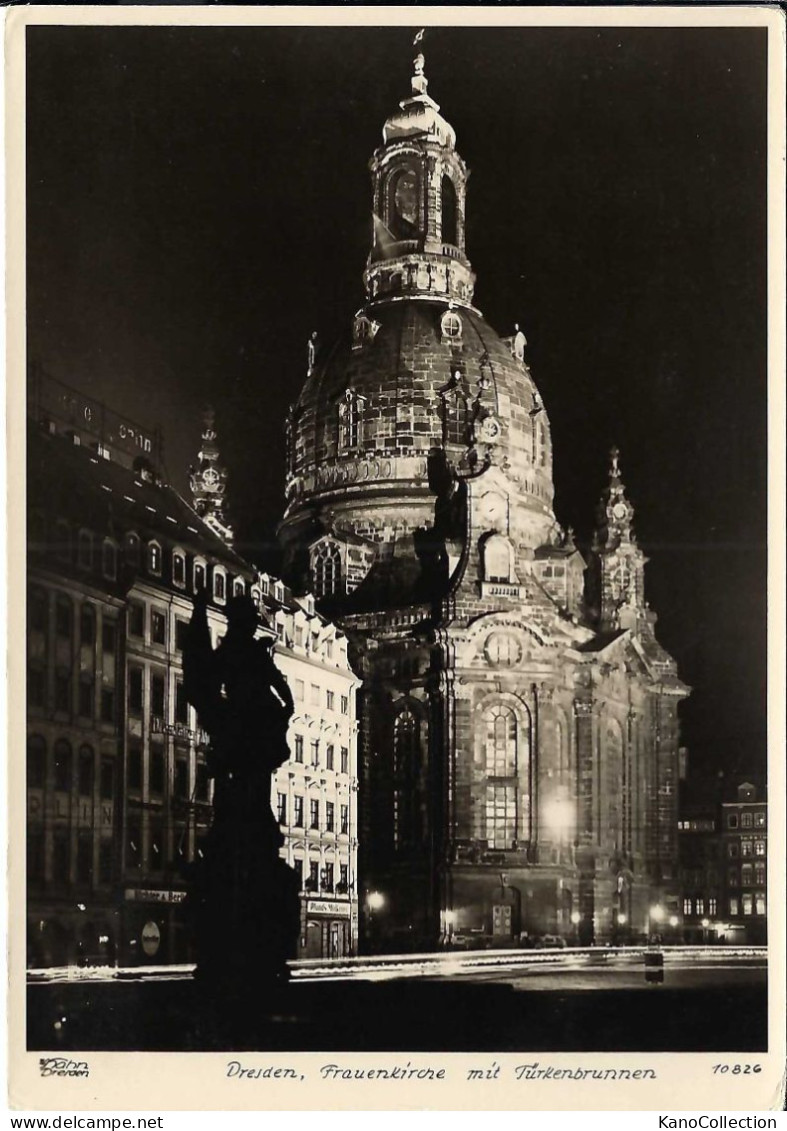 Dresden, Frauenkirche Mit Türkenbrunnen Bei Nacht, Nicht Gelaufen - Dresden