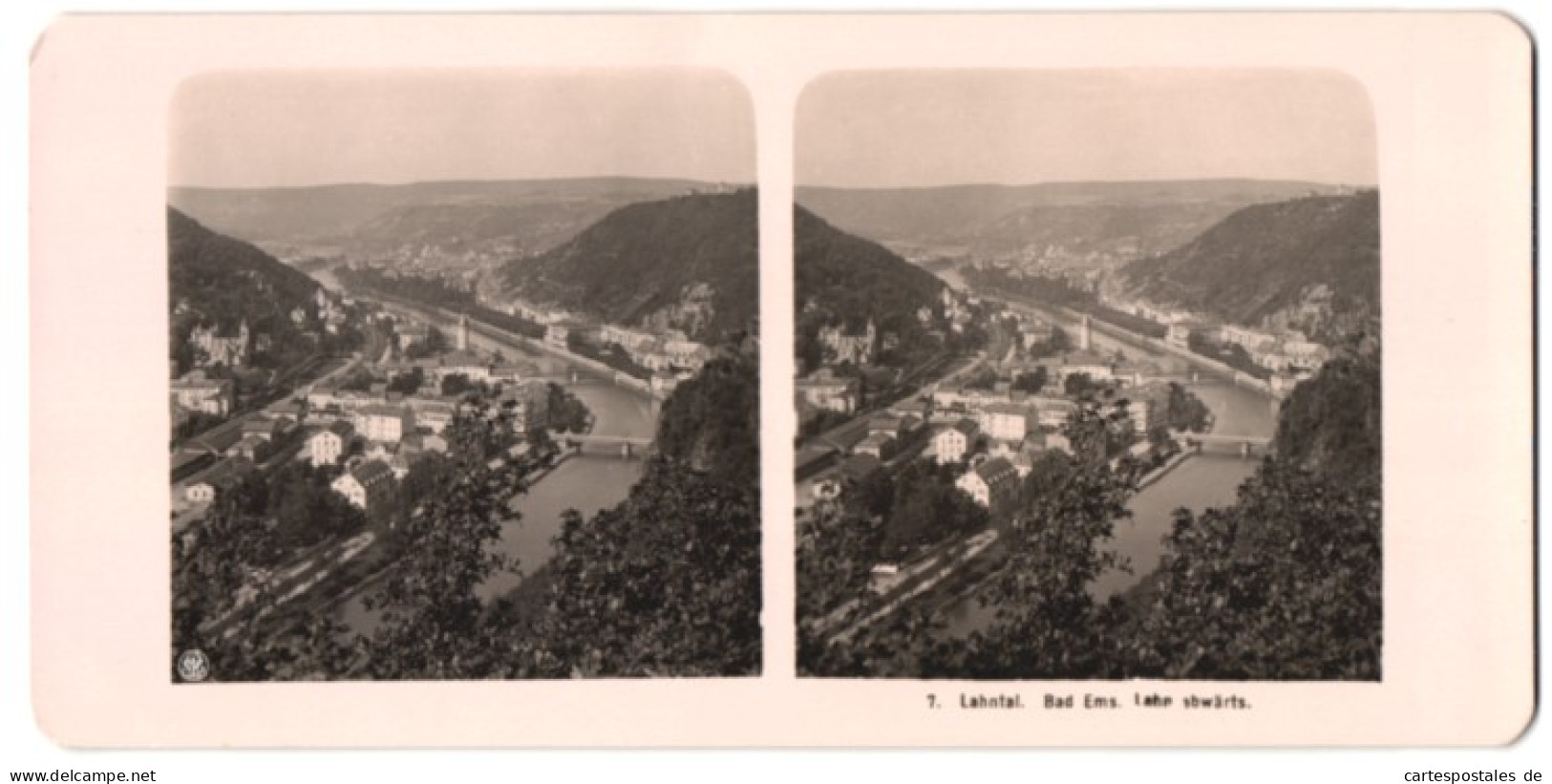 Stereo-Fotografie NPG, Berlin, Ansicht Bad Ems, Blick Auf Die Stadt Lahn Abwärts  - Stereoscopio