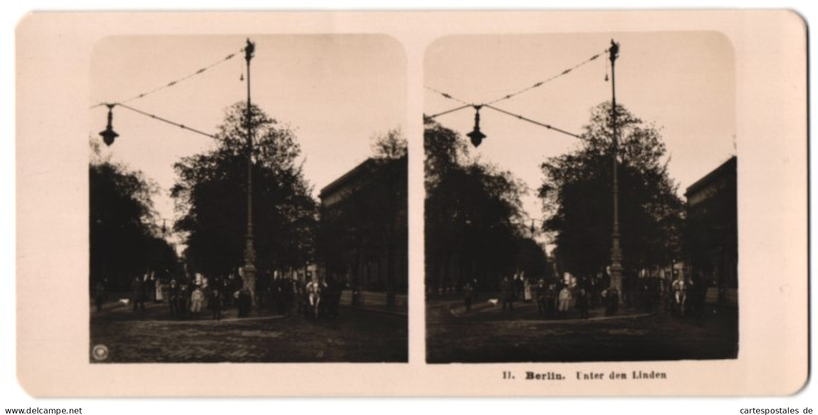 Stereo-Fotografie NPG, Berlin, Ansicht Berlin, Unter Den Linden Mit Alten Strassenlaternen  - Stereoscopio