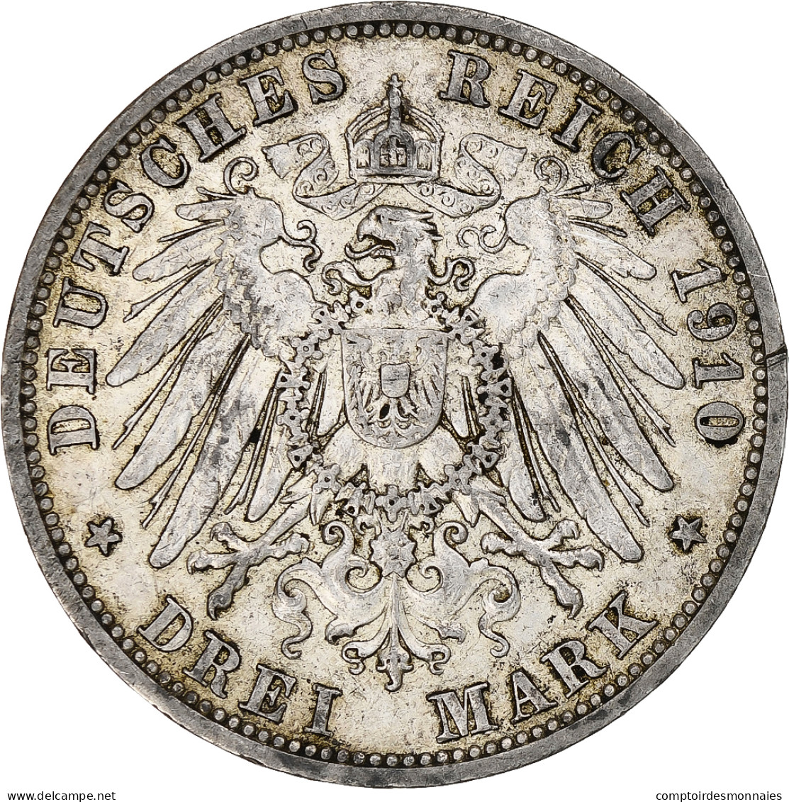 Etats Allemands, PRUSSIA, Wilhelm II, 3 Mark, 1910, Berlin, Argent, TTB, KM:527 - Autres & Non Classés