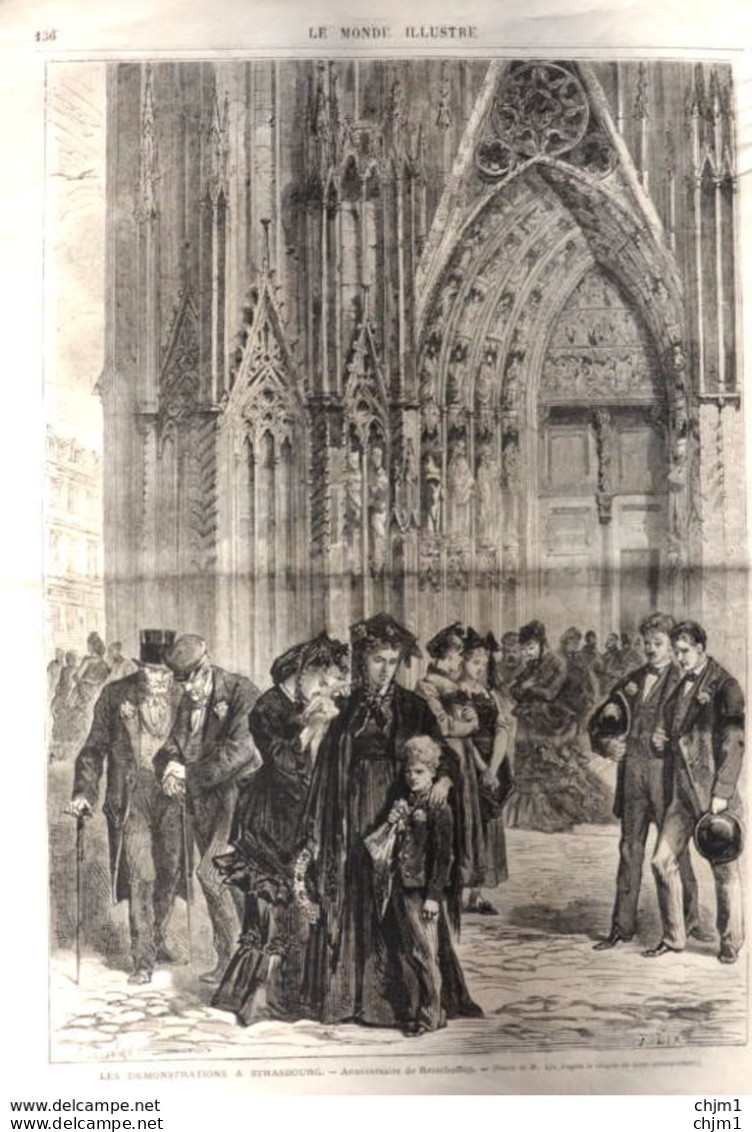 Les Démonstrations à Strasbourg - Anniversaire De Reischoffen - Page Original  1871 - Historische Dokumente